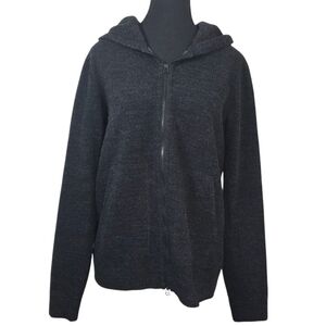 Wings + Horns Wool Blend Black Full Zip Hoodie Size Med